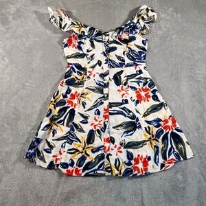 ASTR The Label Midi Dress Womens Small White Floral Print Off Shoulder Summer